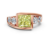 Rose gold Bezel Set Fancy Yellow Princess Cut Diamond Split Shank Ring