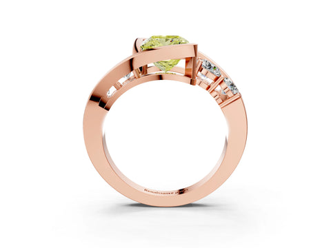 Rose gold Bezel Set Fancy Yellow Princess Cut Diamond Split Shank Ring_3