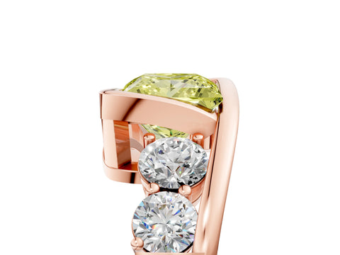 Rose gold Bezel Set Fancy Yellow Princess Cut Diamond Split Shank Ring_5