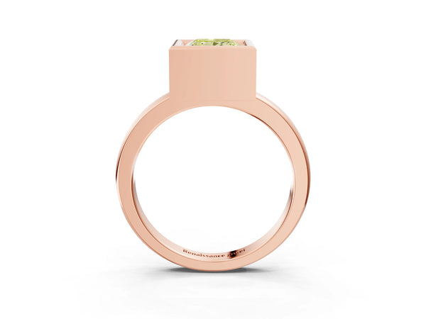 Rose gold Bezel Set Fancy Yellow Princess Cut Solitaire Engagement Ring with Classic Band