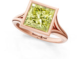 Rose gold Bezel Set Fancy Yellow Princess  Cut Solitaire Ring with Tapered Band 2