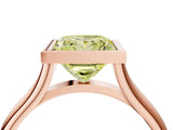 Rose gold Bezel Set Fancy Yellow Princess  Cut Solitaire Ring with Tapered Band 5