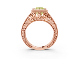 Rose gold Bezel Set Fancy Yellow Princess  Diamond Milgrain Pave Engagement Ring_3