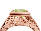 Rose gold Bezel Set Fancy Yellow Princess  Diamond Milgrain Pave Engagement Ring_4