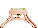 Rose gold Bezel Set Fancy Yellow Princess  Solitaire Diamond Ring with Smooth Band 4