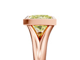 Rose gold Bezel Set Fancy Yellow Princess  Solitaire Diamond Ring with Smooth Band 5