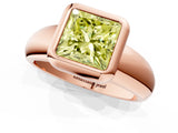 Rose gold Bezel Set Fancy Yellow Princess  Solitaire Ring with Wide Band 2