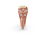 Rose gold Bezel Set Fancy Yellow Radiant Cut Diamond Milgrain Band Ring_2
