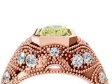 Rose gold Bezel Set Fancy Yellow Radiant Cut Diamond Milgrain Band Ring_4