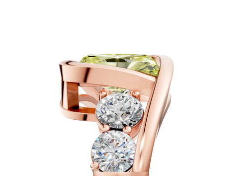 Rose gold Bezel Set Fancy Yellow Radiant Cut Diamond Split Shank Ring_5