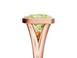 Rose gold Bezel Set Fancy Yellow Radiant  Cut Solitaire Ring with Tapered Band 5