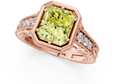 Rose gold Bezel Set Fancy Yellow Radiant  Diamond Milgrain Pave Engagement Ring_34