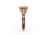 Rose gold Bezel Set Fancy Yellow Radiant  Diamond Milgrain Pave Engagement Ring_35