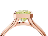 Rose gold Bezel Set Fancy Yellow Radiant  Solitaire Diamond Ring with Smooth Band 5