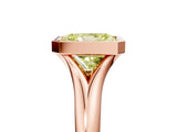 Rose gold Bezel Set Fancy Yellow Radiant  Solitaire Diamond Ring with Smooth Band