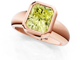 Rose gold Bezel Set Fancy Yellow Radiant  Solitaire Ring with Wide Band 3