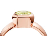 Rose gold Bezel Set Fancy Yellow Radiant  Solitaire Ring with Wide Band