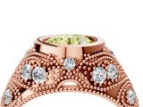 Rose gold Bezel Set Fancy Yellow Round Cut Diamond Milgrain Band Ring_4
