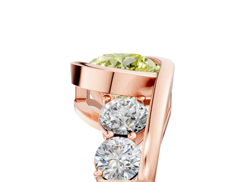 Rose gold Bezel Set Fancy Yellow Round Cut Diamond Split Shank Ring_5
