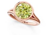 Rose gold Bezel Set Fancy Yellow Round  Cut Solitaire Ring with Tapered Band 1