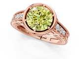 Rose gold Bezel Set Fancy Yellow Round  Diamond Milgrain Pave Engagement Ring_1