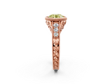 Rose gold Bezel Set Fancy Yellow Round  Diamond Milgrain Pave Engagement Ring_2