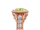 Rose gold Bezel Set Fancy Yellow Round  Diamond Milgrain Pave Engagement Ring_5