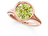 Rose gold Bezel Set Fancy Yellow Round  Solitaire Diamond Ring with Smooth Band 3