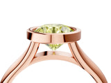 Rose gold Bezel Set Fancy Yellow Round  Solitaire Diamond Ring with Smooth Band
