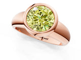 Rose gold Bezel Set Fancy Yellow Round  Solitaire Ring with Wide Band 1