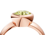 Rose gold Bezel Set Fancy Yellow Round  Solitaire Ring with Wide Band 4