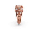 Rose gold Bezel Set Heart Cut Diamond Milgrain Band Ring_11
