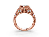 Rose gold Bezel Set Heart Cut Diamond Milgrain Band Ring_12
