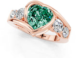 Rose gold Bezel Set Heart Cut Diamond Split Shank Ring_1