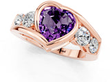 Rose gold Bezel Set Heart Cut Diamond Split Shank Ring_1