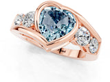Rose gold Bezel Set Heart Cut Diamond Split Shank Ring_1