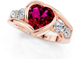 Rose gold Bezel Set Heart Cut Diamond Split Shank Ring_1