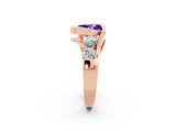 Rose gold Bezel Set Heart Cut Diamond Split Shank Ring_2