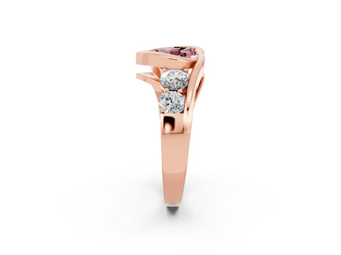 Rose gold Bezel Set Heart Cut Diamond Split Shank Ring_2