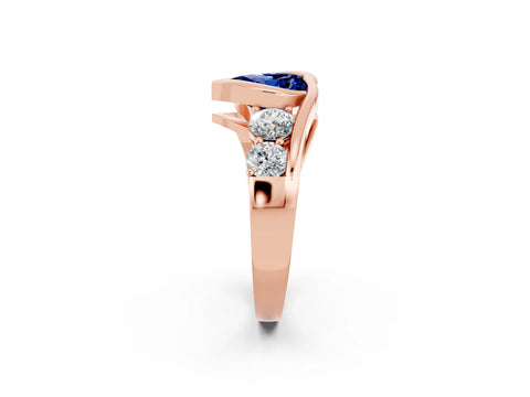 Rose gold Bezel Set Heart Cut Diamond Split Shank Ring_2