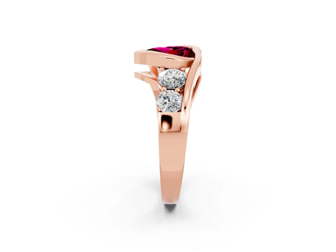 Rose gold Bezel Set Heart Cut Diamond Split Shank Ring_2