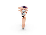 Rose gold Bezel Set Heart Cut Diamond Split Shank Ring_2