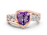 Rose gold Bezel Set Heart Cut Diamond Split Shank Ring