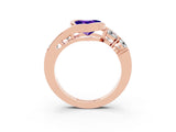 Rose gold Bezel Set Heart Cut Diamond Split Shank Ring_3