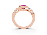 Rose gold Bezel Set Heart Cut Diamond Split Shank Ring_3