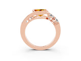 Rose gold Bezel Set Heart Cut Diamond Split Shank Ring_3