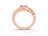 Rose gold Bezel Set Heart Cut Diamond Split Shank Ring_3