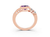 Rose gold Bezel Set Heart Cut Diamond Split Shank Ring_3