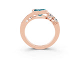 Rose gold Bezel Set Heart Cut Diamond Split Shank Ring_3