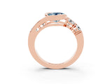 Rose gold Bezel Set Heart Cut Diamond Split Shank Ring_3